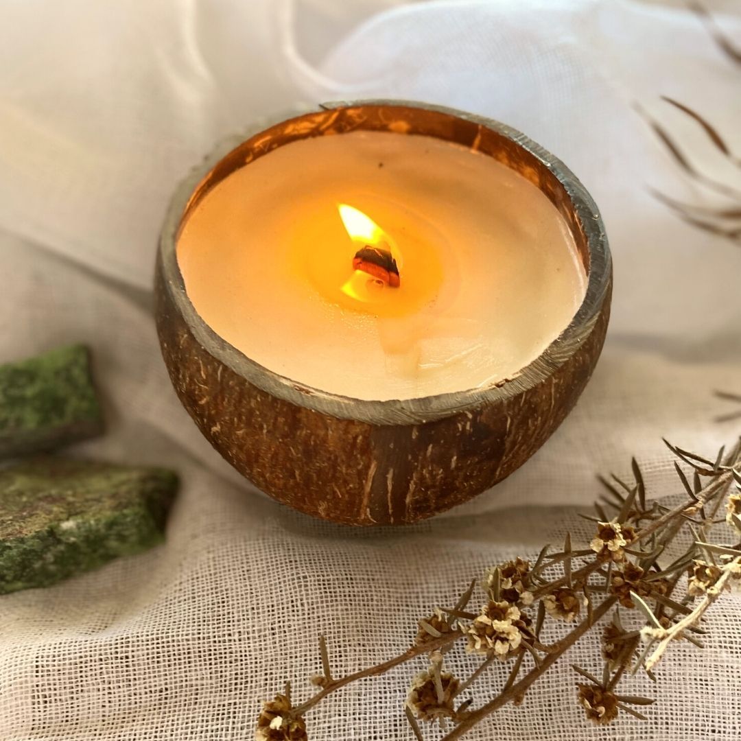Clear Quartz (Balance) Crystal Coconut Candle