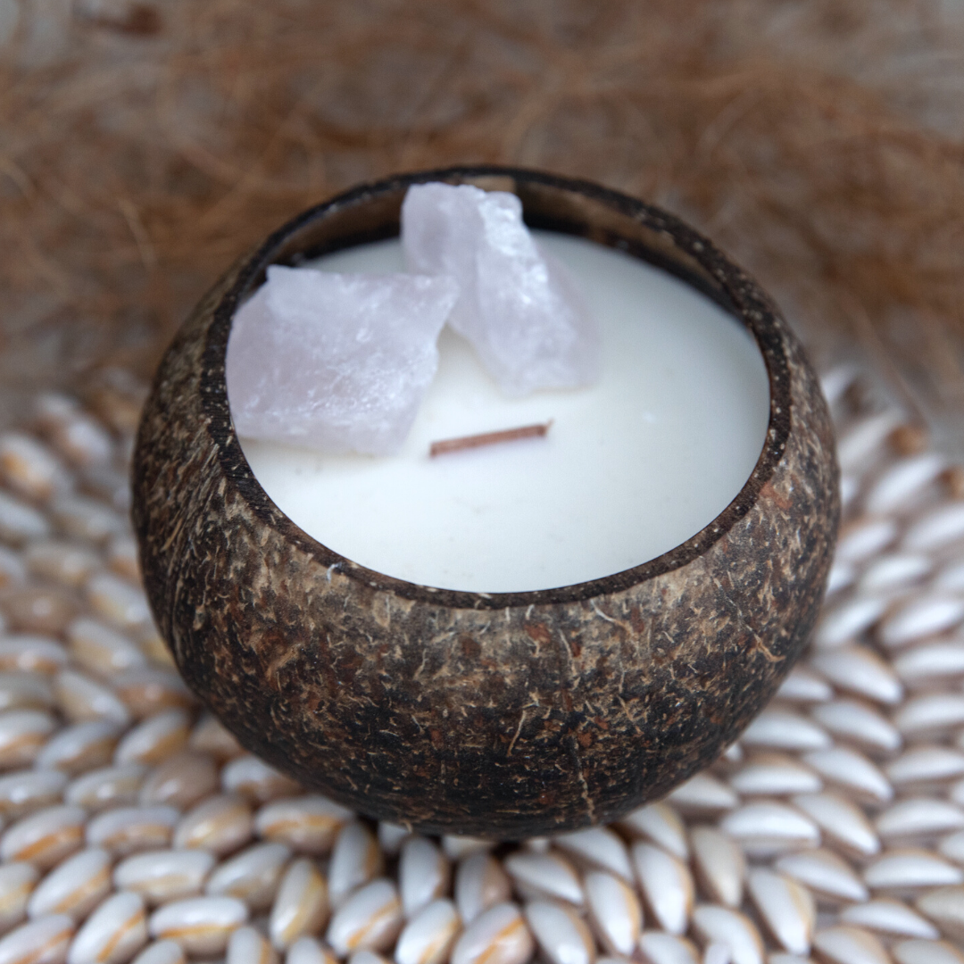 Clear Quartz (Balance) Crystal Coconut Candle