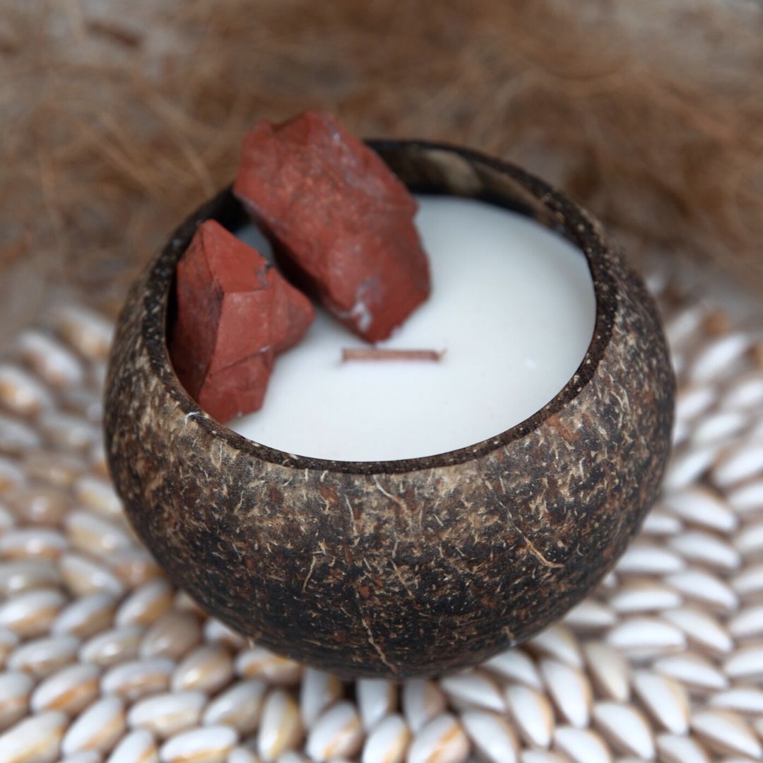 Red Jasper Crystal Candle